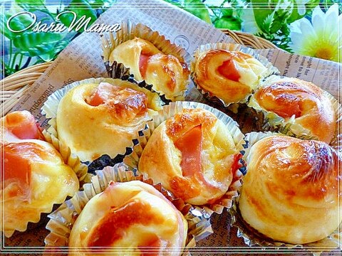 ☆手軽に食べよう♪ハムマヨチーズのミニパン☆